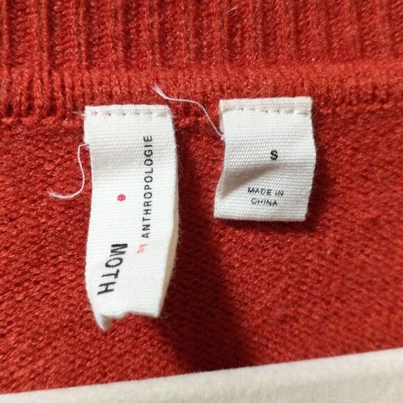 MOTH Anthropologie burnt orange balloon sleeve cabin crewneck pull over sweater - Picture 4 of 7